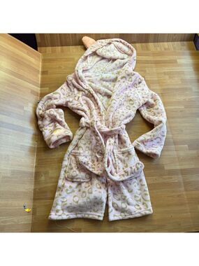 Top gal cheetah hooded robe with ears, size 10 girls , pink